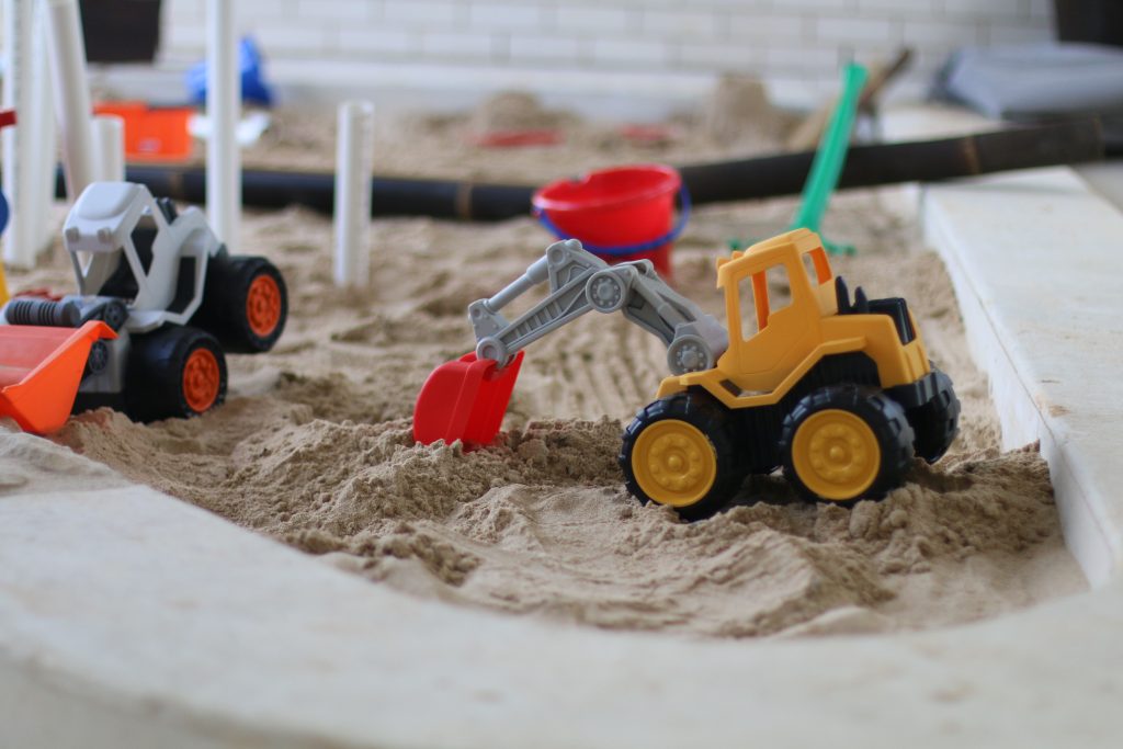 Truck toy in sandpit