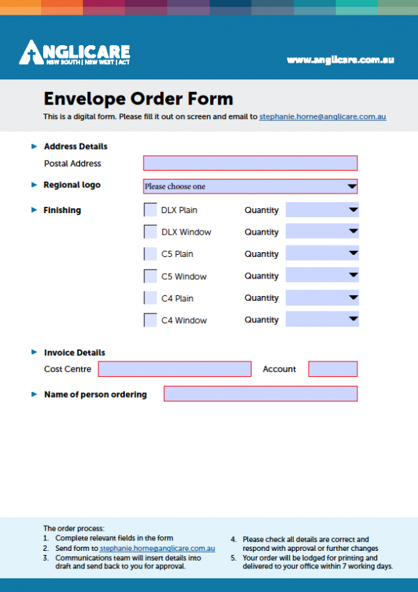 Envelope Order Form