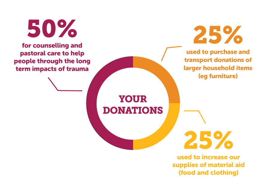 bushfire donation distribution pie chart