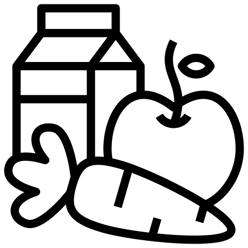icon of milk, carrot and apple