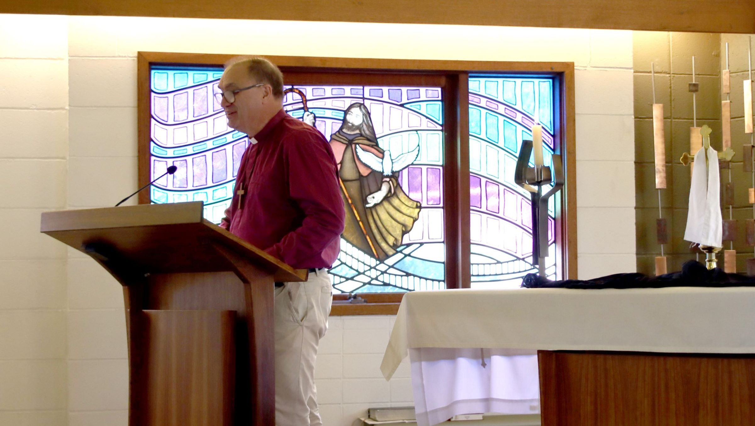 Bishop Mark Short delivering an Easter Message at Anglicare's 2026 Easter Service