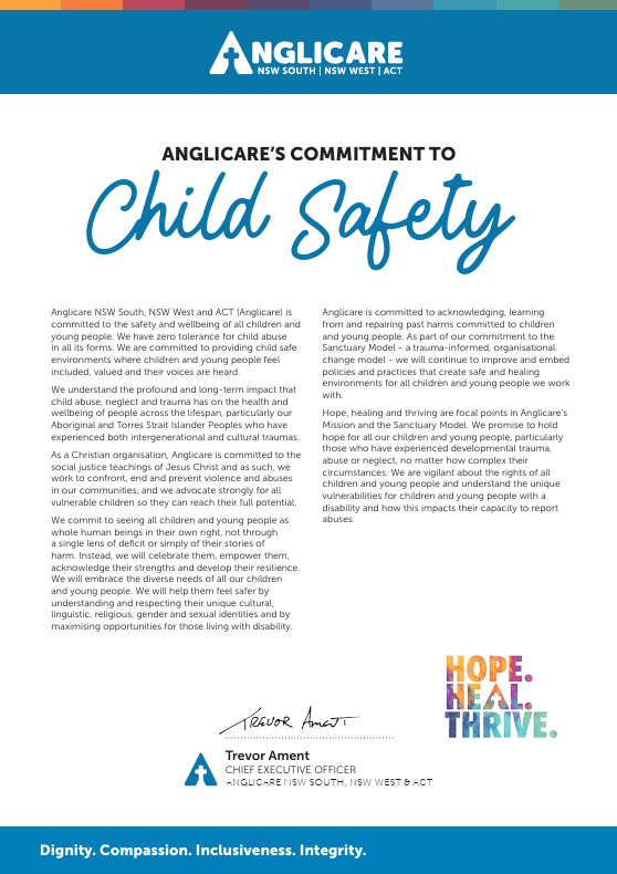Anglicare's Child Safety Declaration 2026